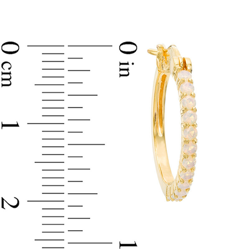 Main Image 2 of Lab-Created Yellow Opal Hoop Earrings in Sterling Silver with 18K Gold Plate