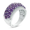 Thumbnail Image 1 of Amethyst and Lab-Created White Sapphire Multi-Row Band in Sterling Silver