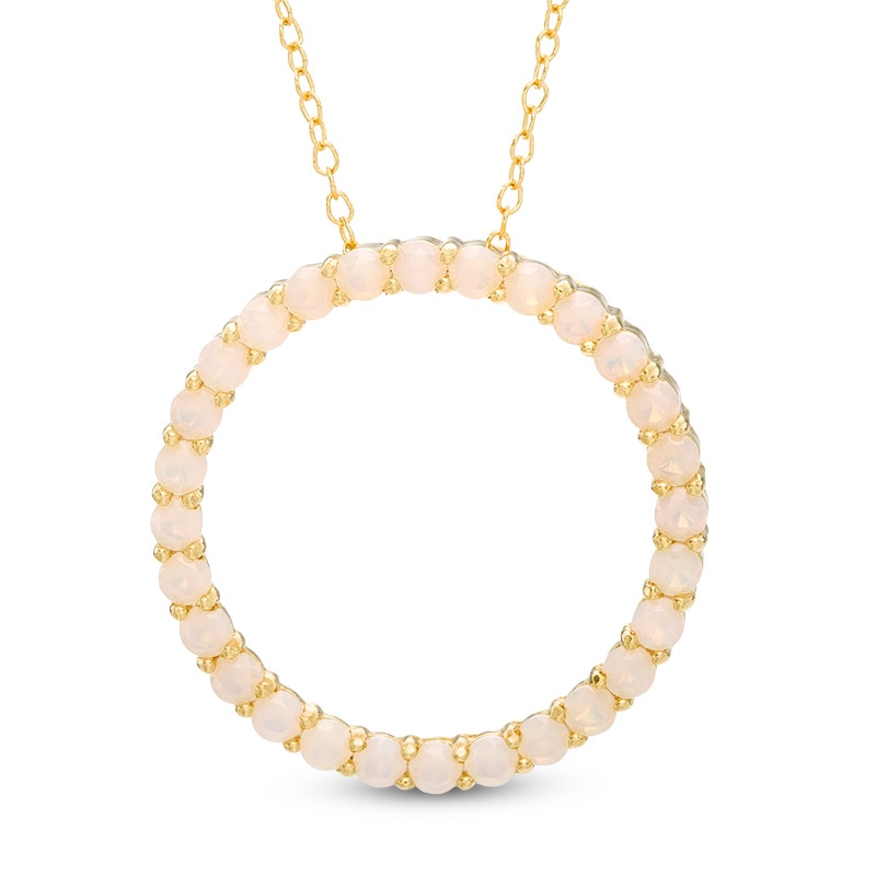 Lab-Created Yellow Opal Circle Pendant in Sterling Silver with 18K Gold Plate