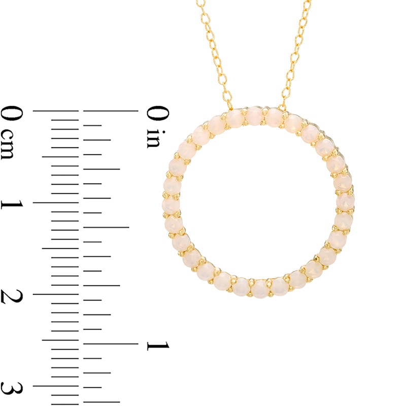 Lab-Created Yellow Opal Circle Pendant in Sterling Silver with 18K Gold Plate