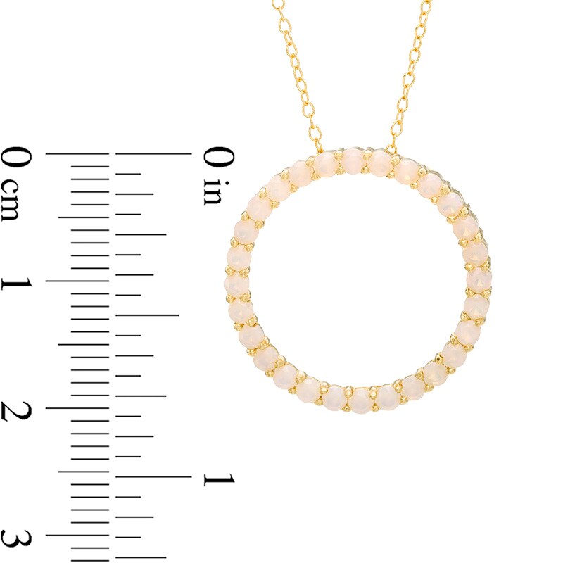 Main Image 2 of Lab-Created Yellow Opal Circle Pendant in Sterling Silver with 18K Gold Plate
