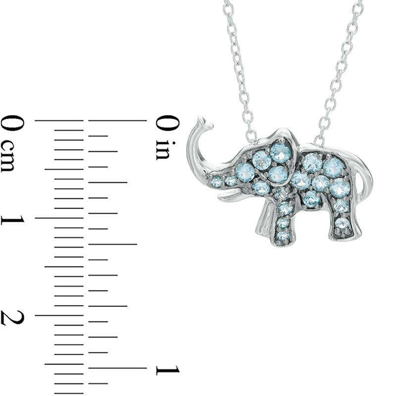 Swiss Blue Topaz Elephant Pendant in Sterling Silver