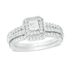 Thumbnail Image 1 of 0.45 CT. T.W. Princess-Cut Diamond Cushion Frame Bridal Set in Sterling Silver