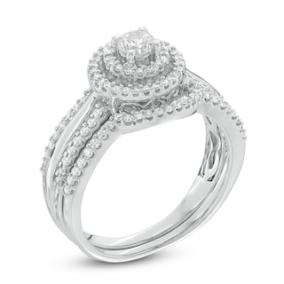 0.45 CT. T.W. Diamond Double Frame Bridal Set in 10K White Gold