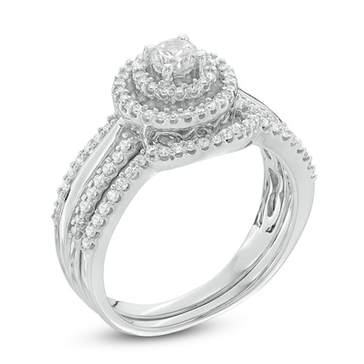 0.45 CT. T.W. Diamond Double Frame Bridal Set in 10K White Gold