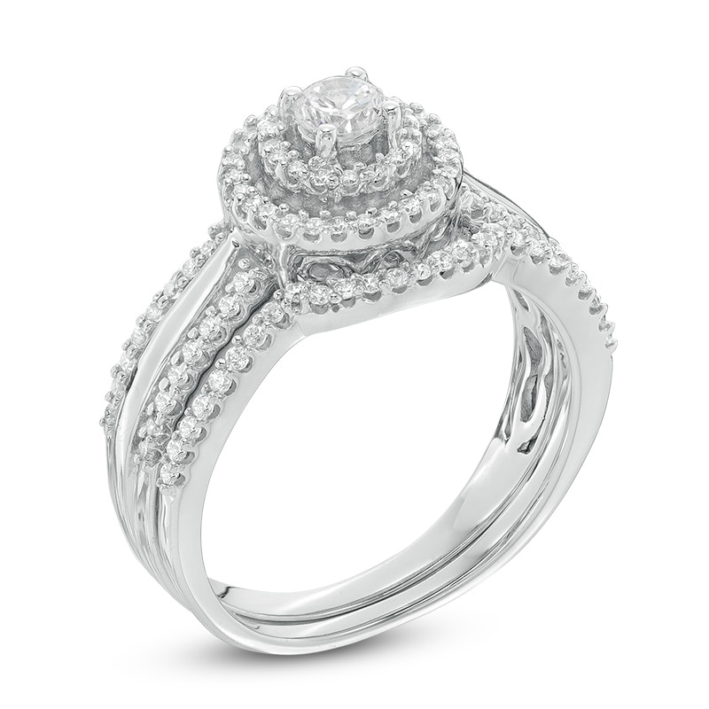 0.45 CT. T.W. Diamond Double Frame Bridal Set in 10K White Gold