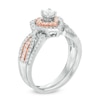 Thumbnail Image 2 of 0.59 CT. T.W. Diamond Double Heart Frame Bridal Set in 10K Two-Tone Gold