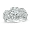 Thumbnail Image 1 of 0.70 CT. T.W. Diamond Composite Crossover Bridal Set in 10K White Gold