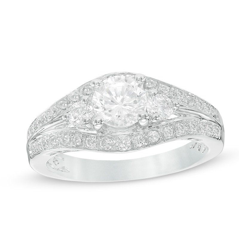 1.15 CT. T.W. Diamond Split Shank Vintage-Style Engagement Ring in 10K White Gold