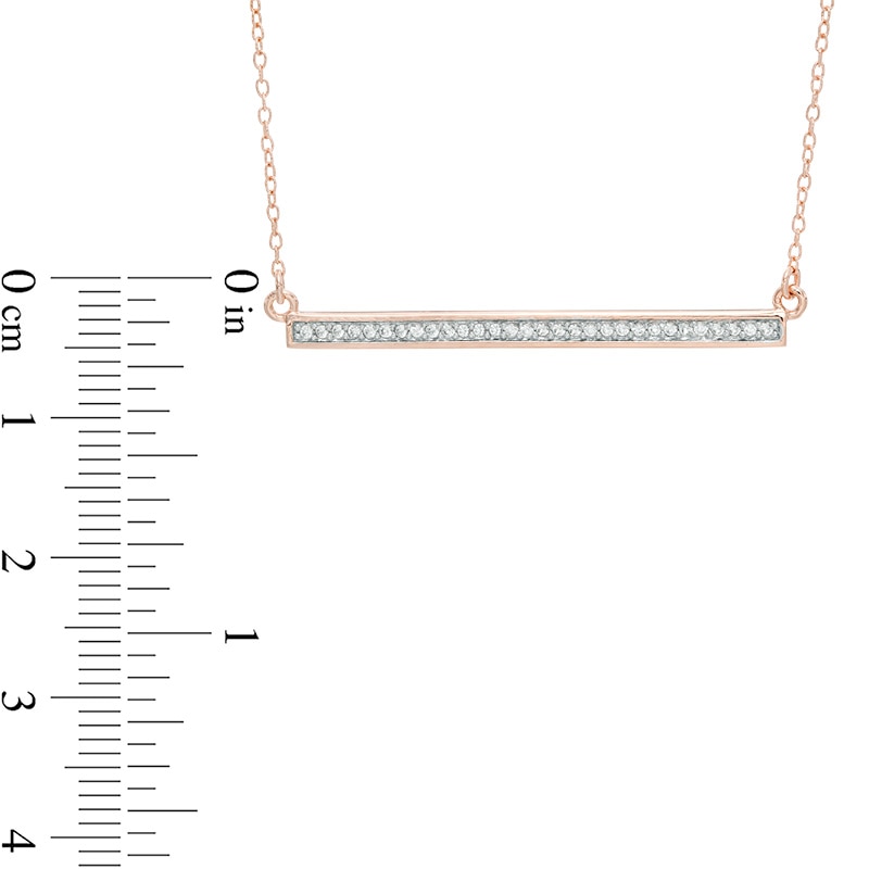 Main Image 2 of Lab-Created White Sapphire Bar Necklace in Sterling Silver with 18K Rose Gold Plate