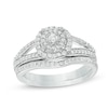 0.46 CT. T.W. Composite Diamond Double Frame Split Shank Bridal Set in 10K White Gold