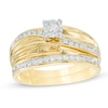 Thumbnail Image 0 of 0.18 CT. T.W. Diamond Slant Bridal Set in 10K Gold