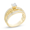 Thumbnail Image 1 of 0.18 CT. T.W. Diamond Slant Bridal Set in 10K Gold