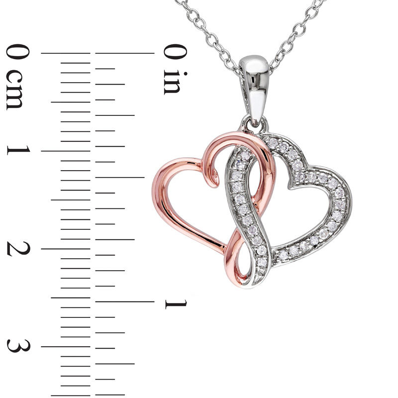 0.14 CT. T.W. Diamond Infinity Intertwining Heart Pendant in Sterling Silver with Rose Rhodium Plating