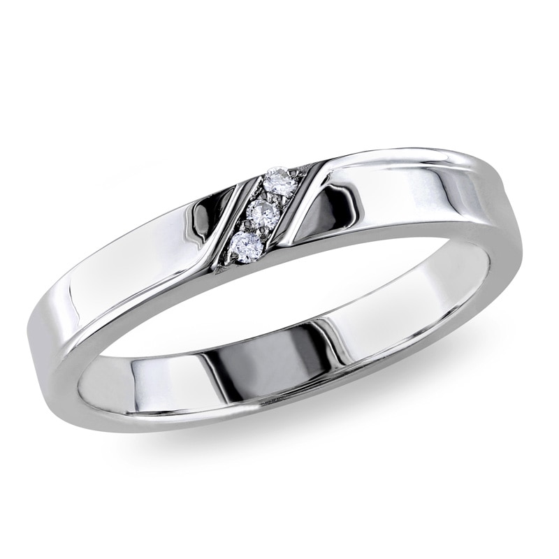 Men's Diamond Accent Three Stone Slant Band in Sterling Silver|Peoples Jewellers