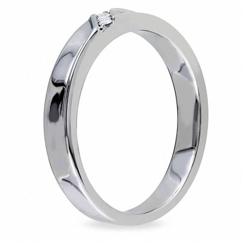 Main Image 2 of Men's Diamond Accent Three Stone Slant Band in Sterling Silver