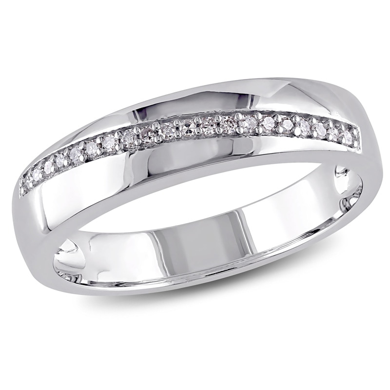 Men's 0.10 CT. T.W. Diamond Slant Band in Sterling Silver|Peoples Jewellers