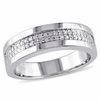 Thumbnail Image 0 of Men's 0.10 CT. T.W. Diamond Double Row Band in Sterling Silver