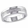 Thumbnail Image 1 of Men's 0.10 CT. T.W. Diamond Double Row Band in Sterling Silver