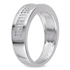Thumbnail Image 1 of Men's 0.10 CT. T.W. Diamond Double Row Band in Sterling Silver