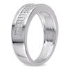 Thumbnail Image 2 of Men's 0.10 CT. T.W. Diamond Double Row Band in Sterling Silver