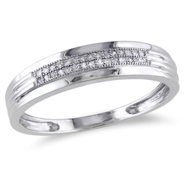 0.09 CT. T.W. Diamond Double Row Milgrain Band in 10K White Gold