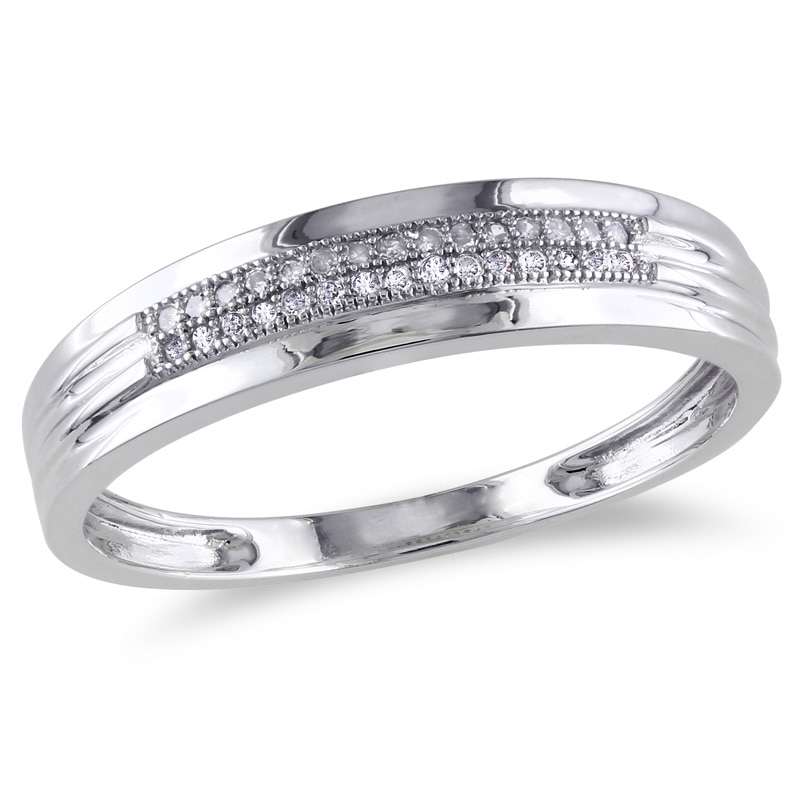 Men's CT. T.W. Diamond Double Row Milgrain Band in 10K White Gold|Peoples Jewellers