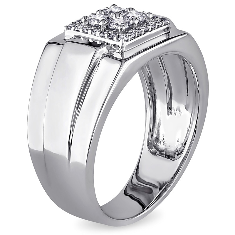 Men's 0.50 CT. T.W. Composite Diamond Square Frame Ring in 10K White Gold|Peoples Jewellers