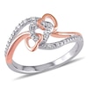 Diamond Accent Triple Intertwined Heart Ring in Sterling Silver with Rose Rhodium Plating