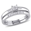 Thumbnail Image 1 of 0.17 CT. T.W. Quad Princess-Cut Diamond Bridal Set in Sterling Silver