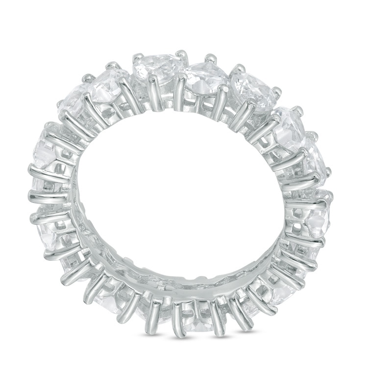 Main Image 2 of 4.0mm Heart-Shaped Lab-Created White Sapphire Eternity Band in Sterling Silver