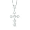 Thumbnail Image 0 of 0.21 CT. T.W. Diamond Teardrop Cross Pendant in 10K White Gold