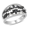 Thumbnail Image 0 of 0.25 CT. T.W. Enhanced Black and White Diamond Vintage-Style Fleur-de-Lis Ring in Sterling Silver