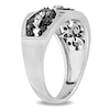 Thumbnail Image 1 of 0.25 CT. T.W. Enhanced Black and White Diamond Vintage-Style Fleur-de-Lis Ring in Sterling Silver