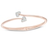 Thumbnail Image 1 of Lab-Created White Sapphire Double Heart Hinged Bangle in Sterling Silver with 18K Rose Gold Plate