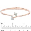 Thumbnail Image 2 of Lab-Created White Sapphire Double Heart Hinged Bangle in Sterling Silver with 18K Rose Gold Plate
