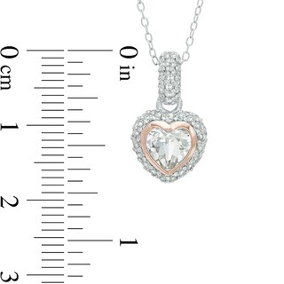 Heart-Shaped Lab-Created White Sapphire Frame Pendant and Earrings Set in Sterling Silver and 18K Rose Gold Plate