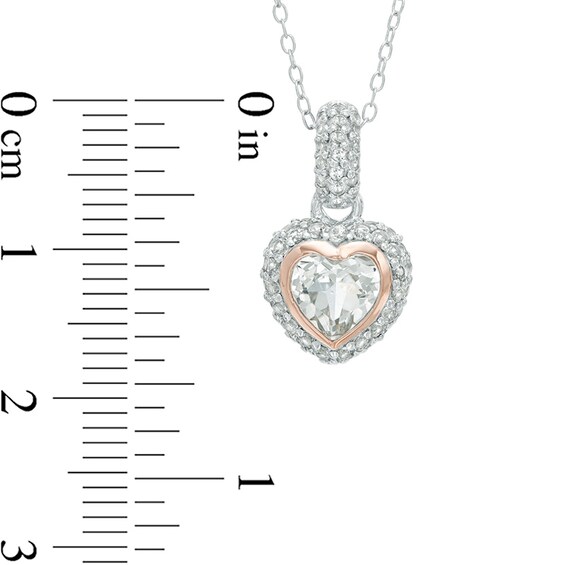 Heart-Shaped Lab-Created White Sapphire Frame Pendant and Earrings Set in Sterling Silver and 18K Rose Gold Plate