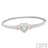 Thumbnail Image 1 of Unstoppable Love™ 6.0mm Lab-Created White Sapphire Heart Frame Bangle in Sterling Silver and 14K Rose Gold Plate