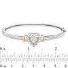 Thumbnail Image 2 of Unstoppable Love™ 6.0mm Lab-Created White Sapphire Heart Frame Bangle in Sterling Silver and 14K Rose Gold Plate