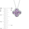 Thumbnail Image 1 of Pear-Shaped Amethyst and Lab-Created White Sapphire Clover Pendant in Sterling Silver