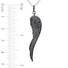 Black Diamond Accent Wing Pendant in Sterling Silver