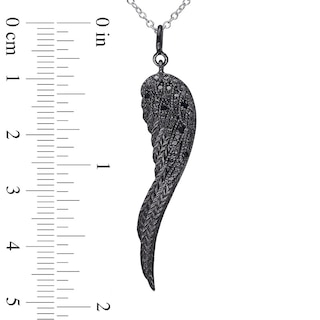 Black Diamond Accent Wing Pendant in Sterling Silver