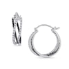 0.27 CT. T.W. Enhanced Black and White Diamond Crossover Hoop Earrings in Sterling Silver