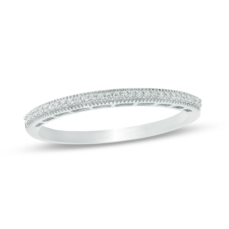 0.07 CT. T.W. Diamond Vintage-Style Anniversary Band in 10K White Gold