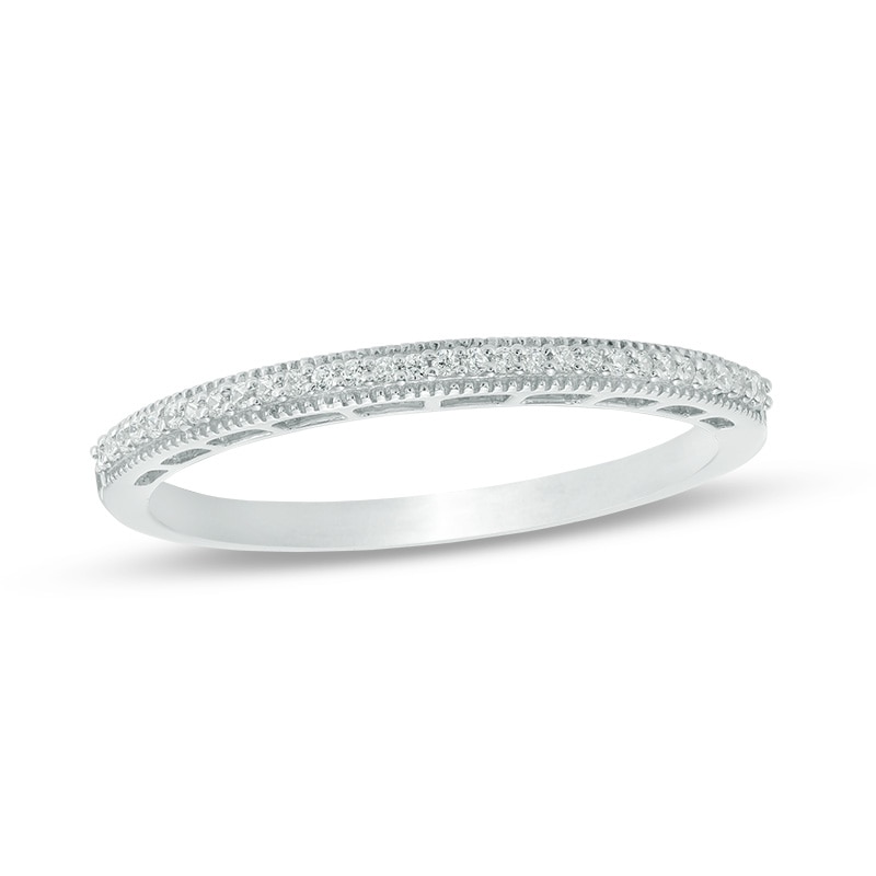 Main Image 1 of 0.07 CT. T.W. Diamond Vintage-Style Anniversary Band in 10K White Gold