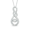 Thumbnail Image 1 of Unstoppable Love™ 0.18 CT. T.W. Diamond Double Cascading Infinity Pendant in 10K White Gold