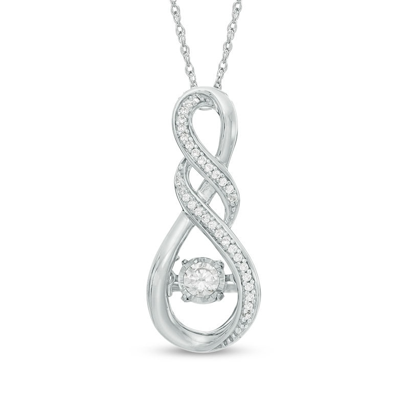 Unstoppable Love™ 0.18 CT. T.W. Diamond Double Cascading Infinity Pendant in 10K White Gold