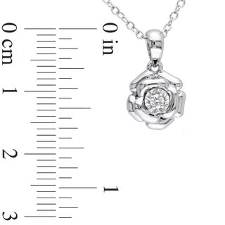 0.05 CT. Diamond Solitaire Rose Pendant in Sterling Silver