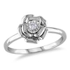 Thumbnail Image 1 of Diamond Accent Solitaire Rose Ring in Sterling Silver